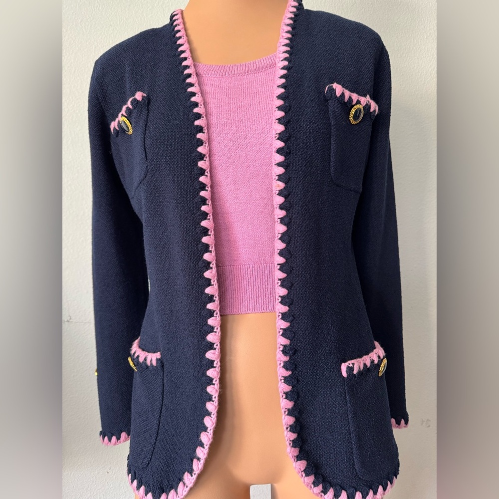 ST JOHN By Marie Gray Knit 2-Pc Blazer and Top Size Small